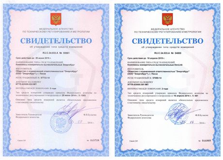 Свидетельство об утверждении типа средств измерений